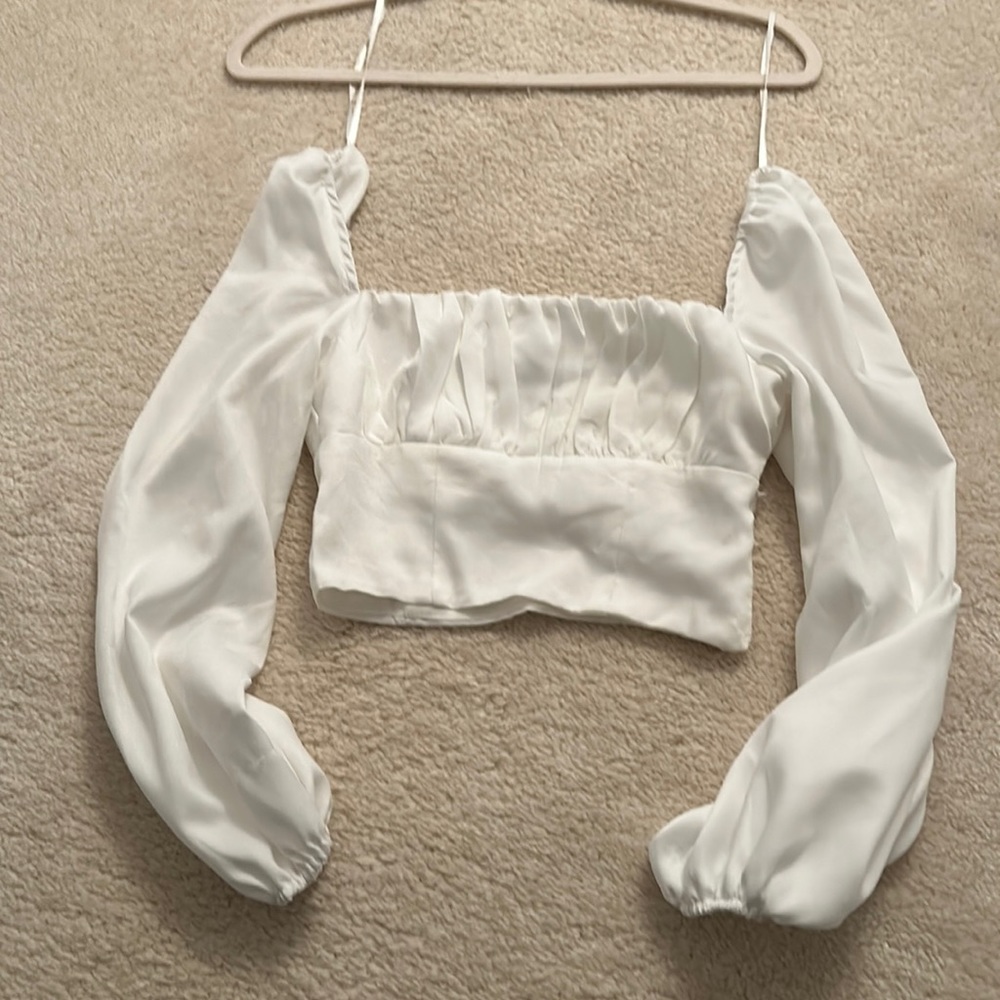 Princess Polly - White Ariah Long Sleeve Top, Size US 0